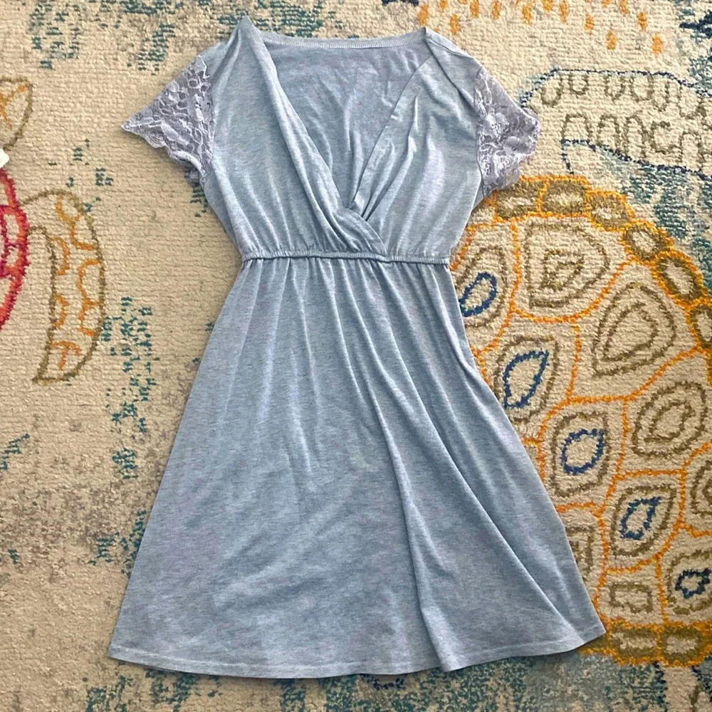 Grey Nursing Dress/PJ w Laced Sleeves - Picture 1 of 1